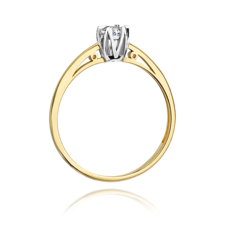 Pierścionek zaręczynowy z żółtego złota z diamentem 0,15ct Fire Of Love BW-133