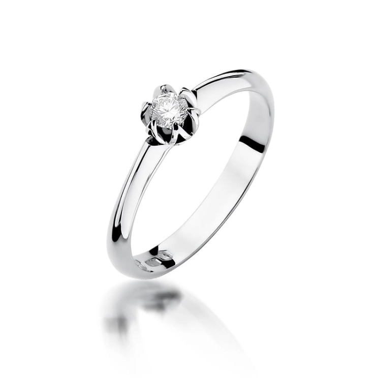 Pierścionek zaręczynowy z białego złota z diamentem 0,10ct Fire Of Love BW-134-b