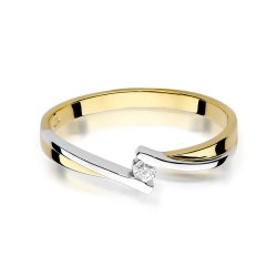 Pierścionek zaręczynowy z żółtego złota z diamentem 0,04ct Fire Of Love GW-137