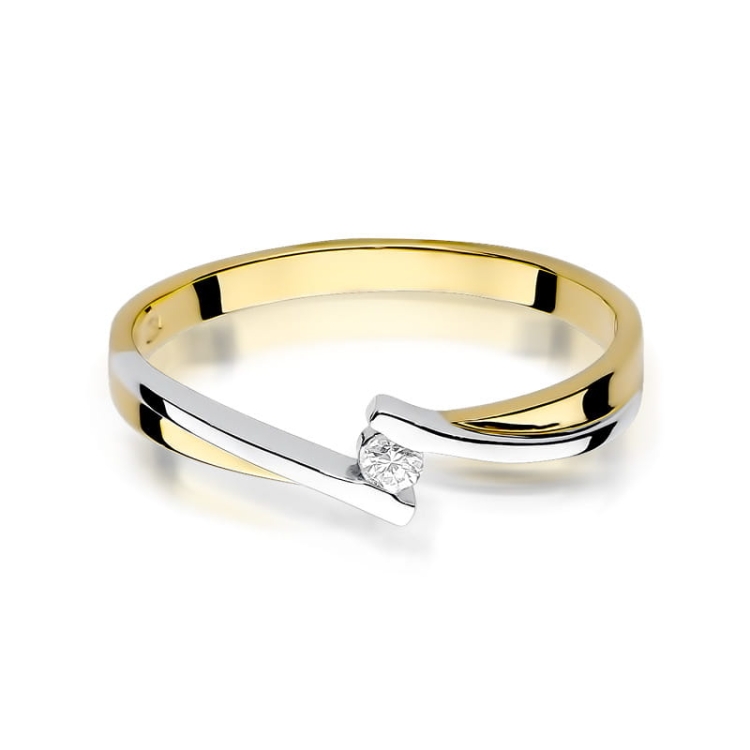 Pierścionek zaręczynowy z żółtego złota z diamentem 0,04ct Fire Of Love GW-137
