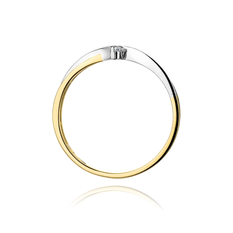 Pierścionek zaręczynowy z żółtego złota z diamentem 0,04ct Fire Of Love GW-137