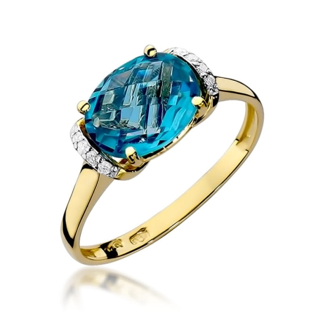 Przejdź do produktu Pierścionek zaręczynowy z żółtego złota z topazem i diamentami 0,04ct Fire Of Love 