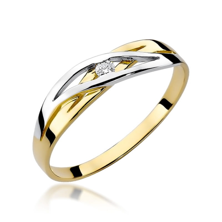 Pierścionek zaręczynowy z żółtego złota z diamentem 0,05ct Fire Of Love BW-156-0,05ct