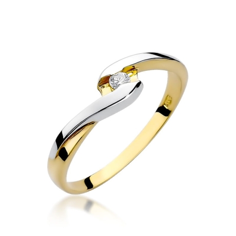 Przejdź do produktu Pierścionek zaręczynowy z żółtego złota z diamentem 0,05ct Fire Of Love