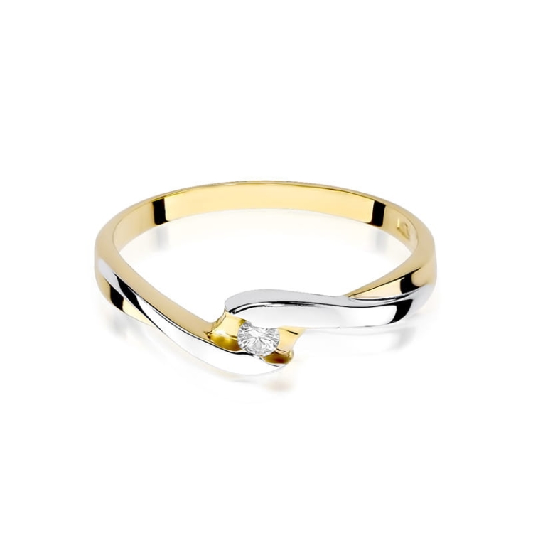 Pierścionek zaręczynowy z żółtego złota z diamentem 0,05ct Fire Of Love BW-158