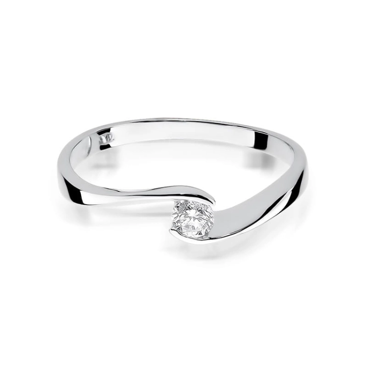 Pierścionek zaręczynowy z białego złota z diamentem 0,13ct Fire Of Love GW-160-b