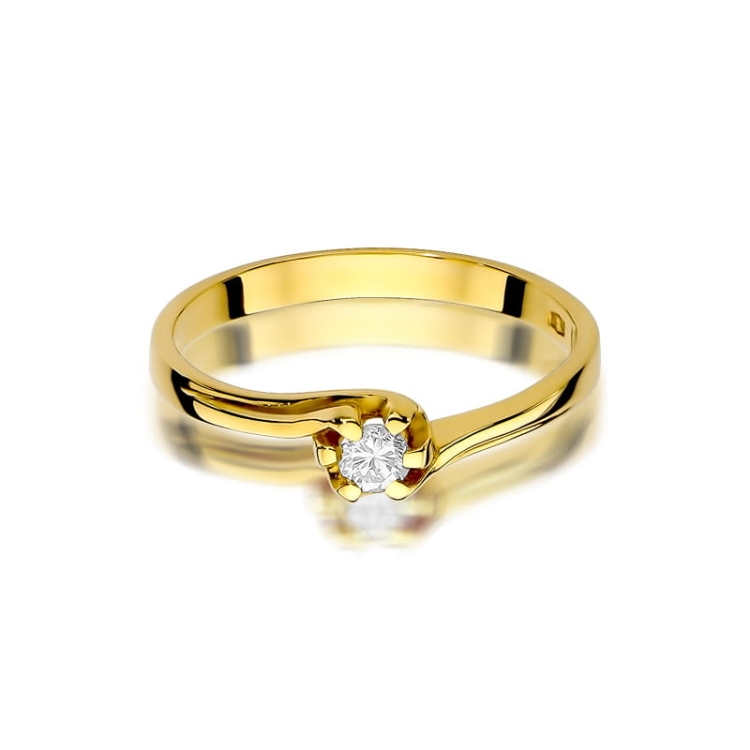 Pierścionek zaręczynowy z żółtego złota z diamentem 0,10ct Fire Of Love BW-163-0,10ct
