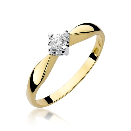 Przejdź do produktu Pierścionek zaręczynowy z żółtego złota z diamentem 0,12ct Fire Of Love