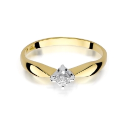 Pierścionek zaręczynowy z żółtego złota z diamentem 0,12ct Fire Of Love  BW-171