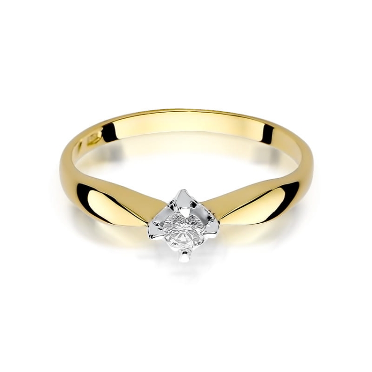 Pierścionek zaręczynowy z żółtego złota z diamentem 0,12ct Fire Of Love  BW-171