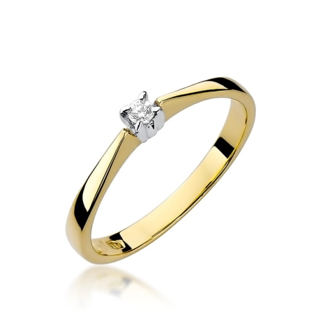 Przejdź do produktu Pierścionek zaręczynowy z żółtego złota z diamentem 0,03ct Fire Of Love