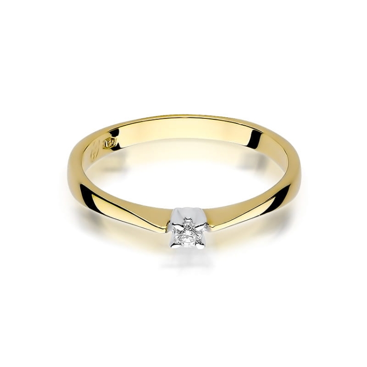 Pierścionek zaręczynowy z żółtego złota z diamentem 0,03ct Fire Of Love BW-175