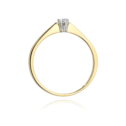 Pierścionek zaręczynowy z żółtego złota z diamentem 0,03ct Fire Of Love BW-175