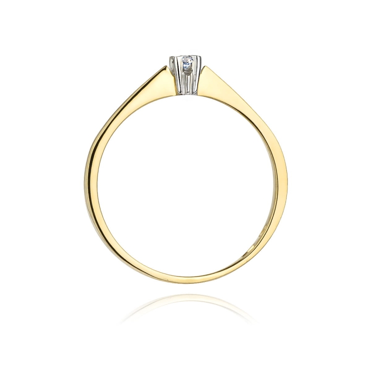 Pierścionek zaręczynowy z żółtego złota z diamentem 0,03ct Fire Of Love BW-175