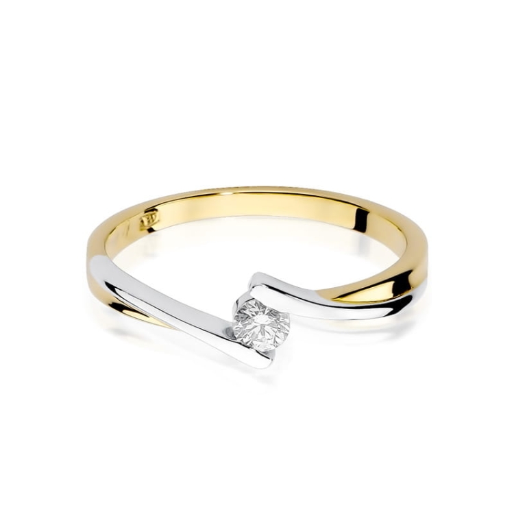 Pierścionek zaręczynowy z żółtego złota z diamentem 0,10ct Fire Of Love BW-180