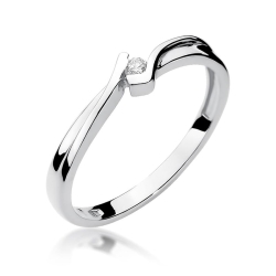 Pierścionek zaręczynowy z białego złota z diamentem 0,04ct Fire Of Love BW-181-b