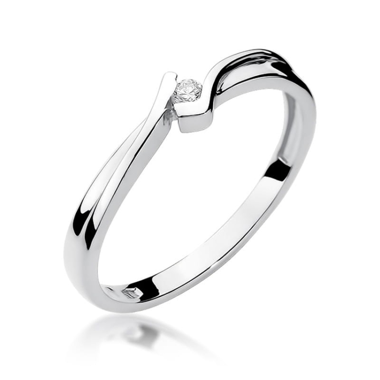 Pierścionek zaręczynowy z białego złota z diamentem 0,04ct Fire Of Love BW-181-b