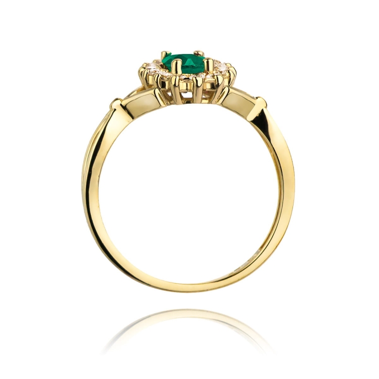 Pierścionek zaręczynowy z żółtego złota z szmaragdem i diamentami 0,28ct Fire Of Love BW-182-szmaragd-0,80ct