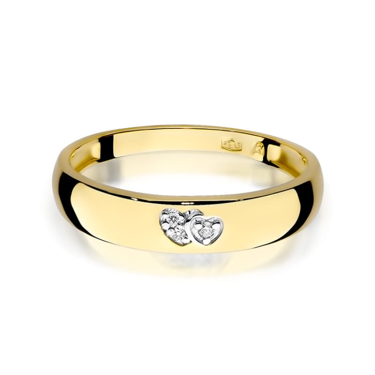 Pierścionek zaręczynowy z żółtego złota z diamentami 0,02ct Fire Of Love BW-189