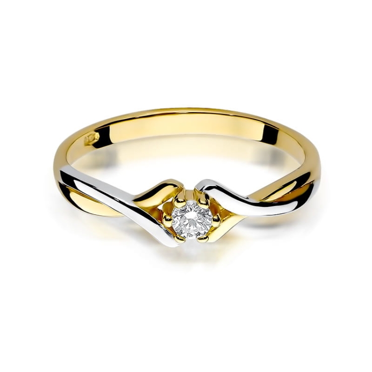 Pierścionek zaręczynowy z żółtego złota z diamentem 0,08ct Fire Of Love BW-190-0,08ct