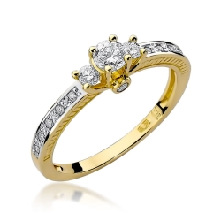 Pierścionek zaręczynowy z żółtego złota z diamentami 0,42ct Fire Of Love BW-199