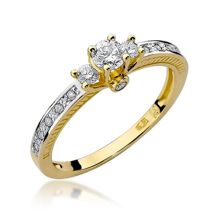 Pierścionek zaręczynowy z żółtego złota z diamentami 0,42ct Fire Of Love BW-199