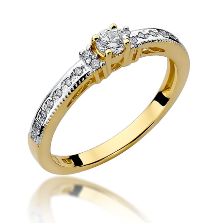 Przejdź do produktu Pierścionek zaręczynowy z żółtego złota z diamentami 0,24ct Fire Of Love