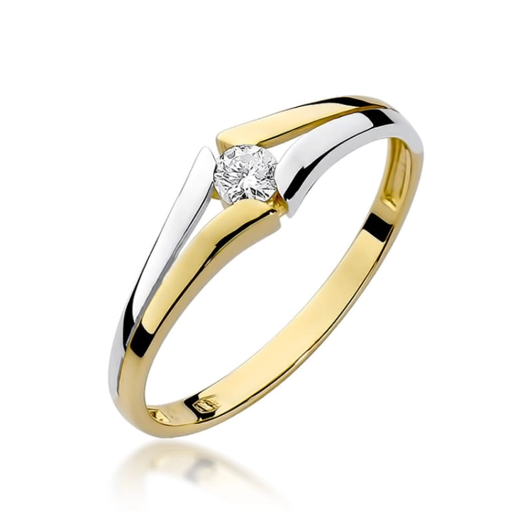Pierścionek zaręczynowy z żółtego złota z diamentem 0,10ct Fire Of Love BW-207-0,10ct