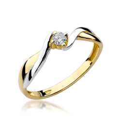 Pierścionek zaręczynowy z żółtego złota z diamentem 0,10ct Fire Of Love BW-208-0,10ct