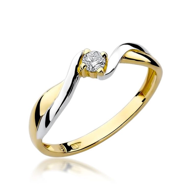 Pierścionek zaręczynowy z żółtego złota z diamentem 0,10ct Fire Of Love BW-208-0,10ct