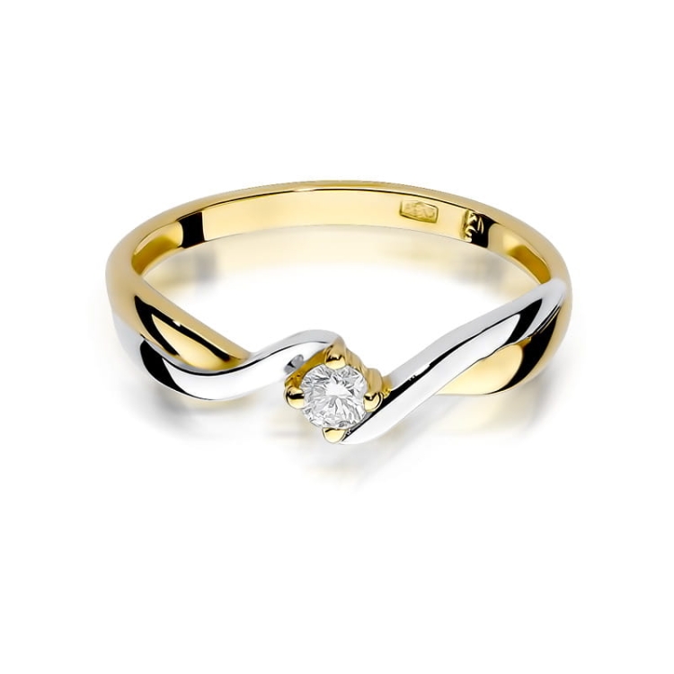 Pierścionek zaręczynowy z żółtego złota z diamentem 0,10ct Fire Of Love BW-208-0,10ct