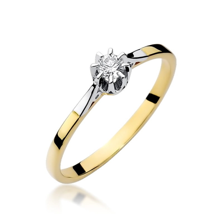 Pierścionek zaręczynowy z żółtego złota z diamentem 0,08ct Fire Of Love BW-209-0,08ct