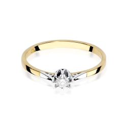 Pierścionek zaręczynowy z żółtego złota z diamentem 0,08ct Fire Of Love BW-209-0,08ct