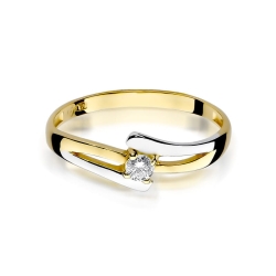 Pierścionek zaręczynowy z żółtego złota z diamentem 0,08ct Fire Of Love BW-210-0,08ct