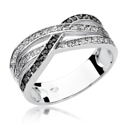 Pierścionek zaręczynowy z białego złota z czarnymi i białymi diamentami 0,18ct Fire Of Love BW-215-czarne-i-białe-b