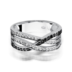 Pierścionek zaręczynowy z białego złota z czarnymi i białymi diamentami 0,18ct Fire Of Love BW-215-czarne-i-białe-b
