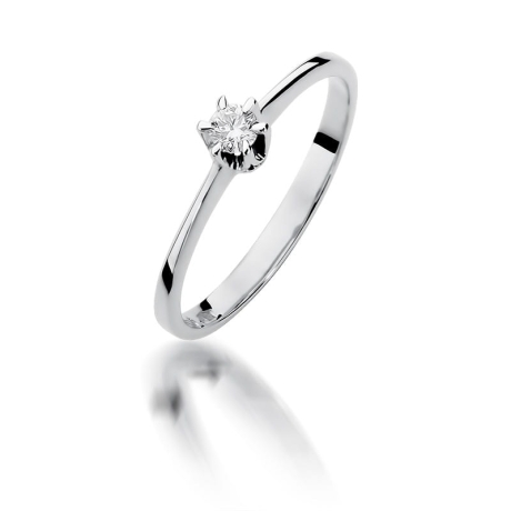 Przejdź do produktu Pierścionek zaręczynowy z białego złota z diamentem 0,10ct Fire Of Love