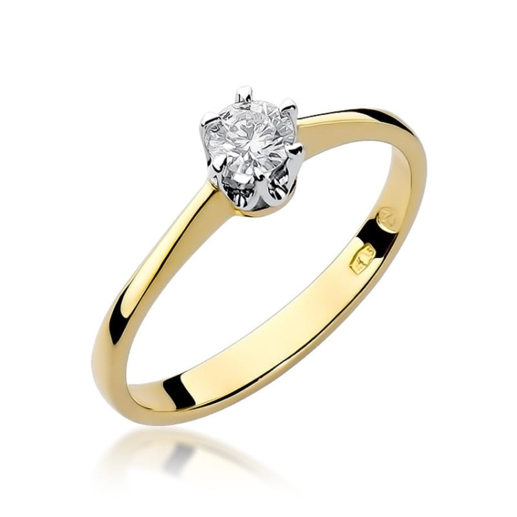 Pierścionek zaręczynowy z żółtego złota z diamentem 0,20ct Fire Of Love GW-220-0,20ct