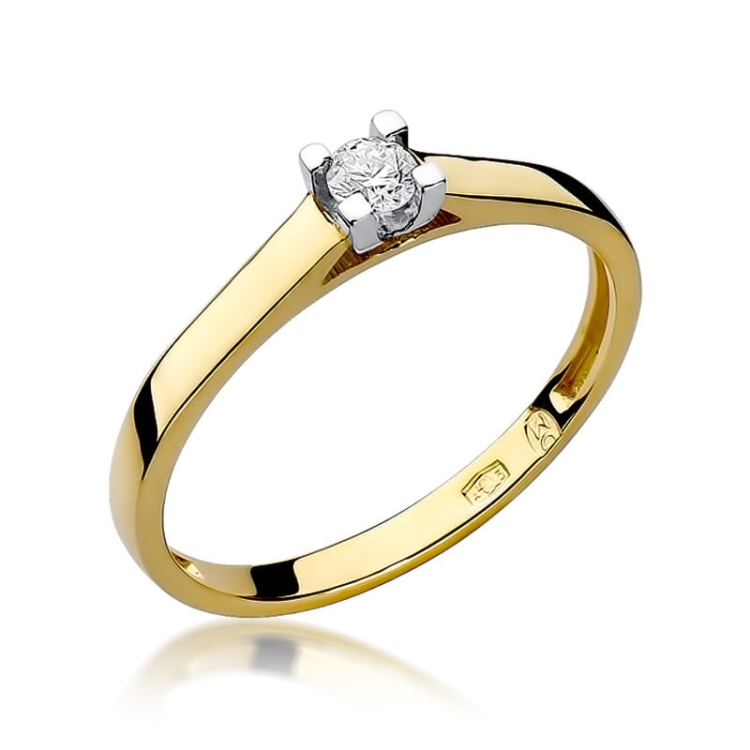 Pierścionek zaręczynowy z żółtego złota z diamentem 0,10ct Fire Of Love GW-221-0,10ct