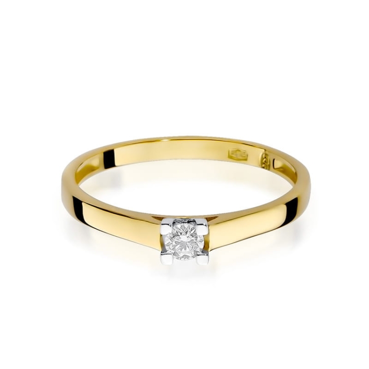 Pierścionek zaręczynowy z żółtego złota z diamentem 0,10ct Fire Of Love GW-221-0,10ct