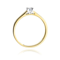 Pierścionek zaręczynowy z żółtego złota z diamentem 0,10ct Fire Of Love GW-221-0,10ct