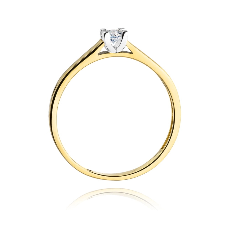 Pierścionek zaręczynowy z żółtego złota z diamentem 0,10ct Fire Of Love GW-221-0,10ct