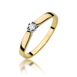 Pierścionek zaręczynowy z żółtego złota z diamentem 0,04ct Fire Of Love BW-222-0,04ct