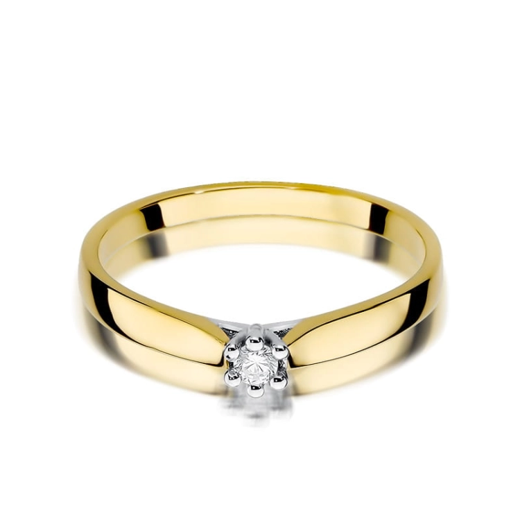 Pierścionek zaręczynowy z żółtego złota z diamentem 0,04ct Fire Of Love BW-222-0,04ct