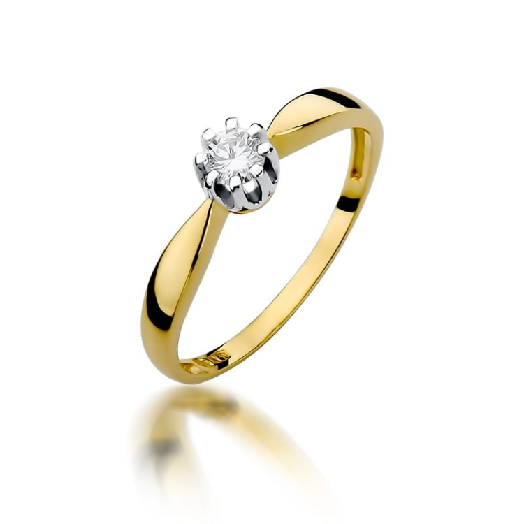 Pierścionek zaręczynowy z żółtego złota z diamentem 0,15ct Fire Of Love BW-228-0,15ct