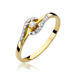Pierścionek zaręczynowy z żółtego złota z diamentami 0,11ct Fire Of Love BW-237
