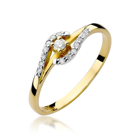 Przejdź do produktu Pierścionek zaręczynowy z żółtego złota z diamentami 0,11ct Fire Of Love