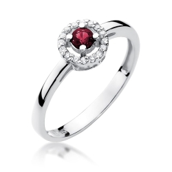 Pierścionek zaręczynowy z białego złota z rubinem i diamentami 0,08ct Fire Of Love BW-238-rubin-b