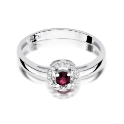 Pierścionek zaręczynowy z białego złota z rubinem i diamentami 0,08ct Fire Of Love BW-238-rubin-b