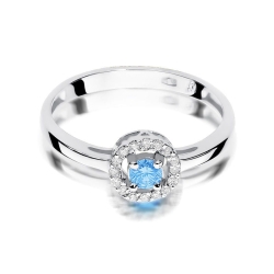 Pierścionek zaręczynowy z białego złota z topazem i diamentami 0,08ct Fire Of Love BW-238-topaz-b